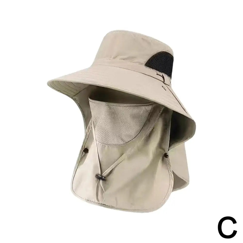 Outdoor UPF Sun Hat For Mens Sun Protection Sunshade Cap With Detachable Eaves Cap Wide Brim Fishing Hat With Face Neck Flap