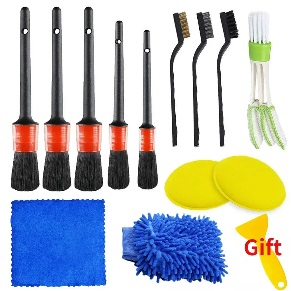 KJOY 2025 New Car Cleaning Kit Scrubber Drill Detailing Brush Set Air Conditioner Vents Towel Polisher Car Auto Detailing Tools