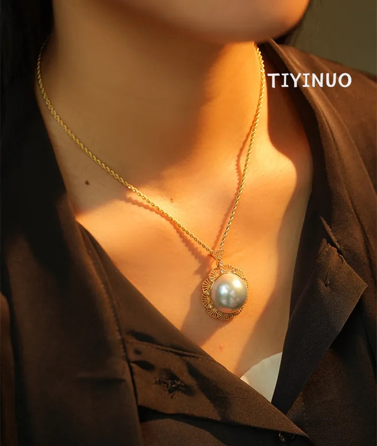 TIYINUO Real 18K Gold Women's Necklace AU750 With Pendant Rope Chain Festival Great Gift New Fashion Simple Style Fine Jewelry