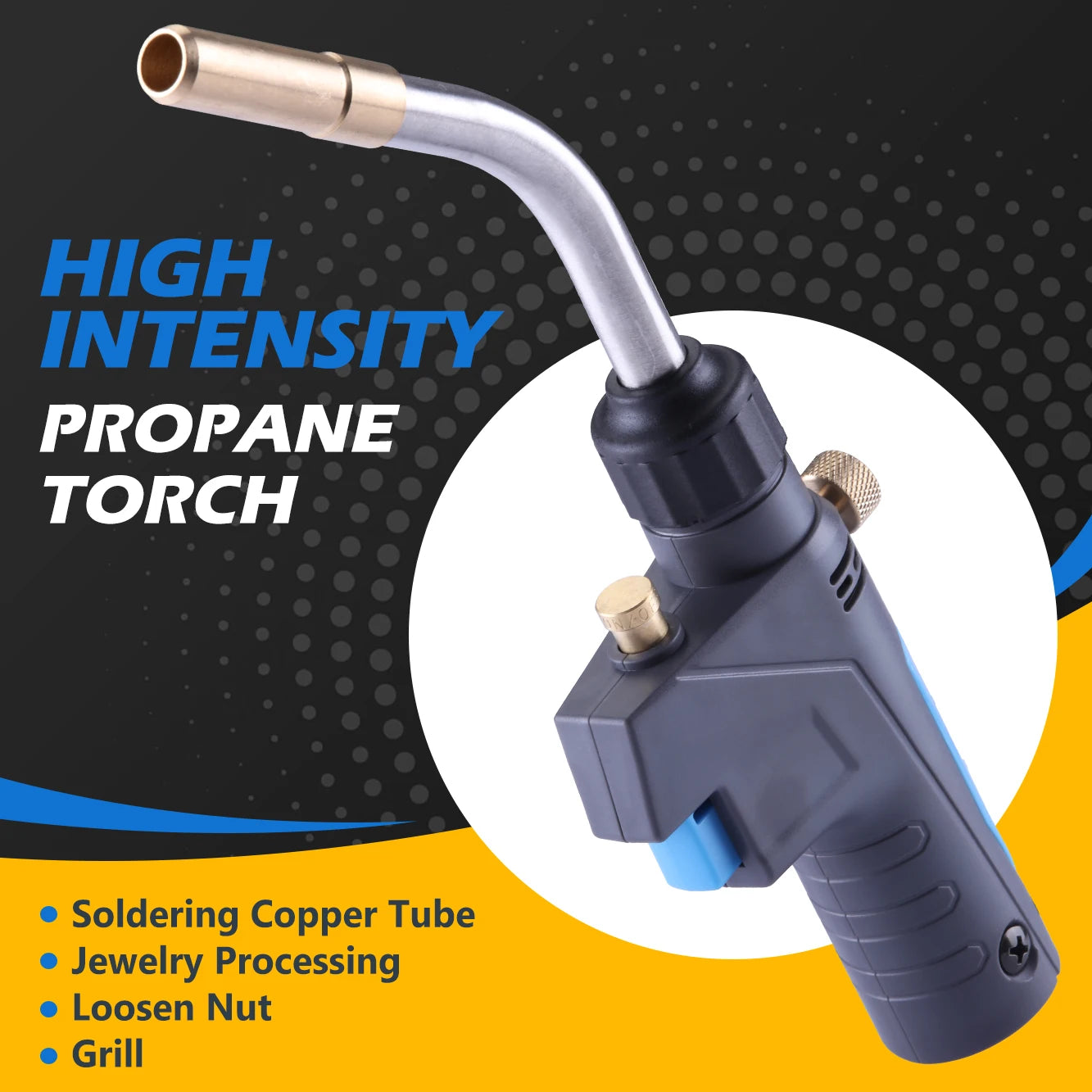 High Intensity Propane Torch Head Adjustable, Trigger Start Map Gas Torch Kit Mapp Gas Torch with Self Ignition,Pencil Flame Wel