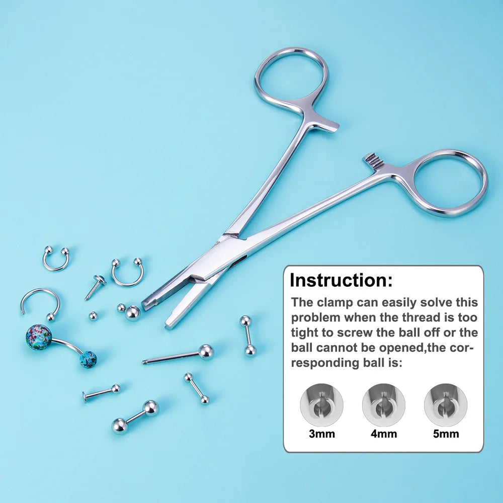 1pc Piercing Tattoo Clamp Surgical Steel Piercing Pliers Tools Dermal Anchor Hemostat Forceps Punchers Setpum Catilage Belly Lip