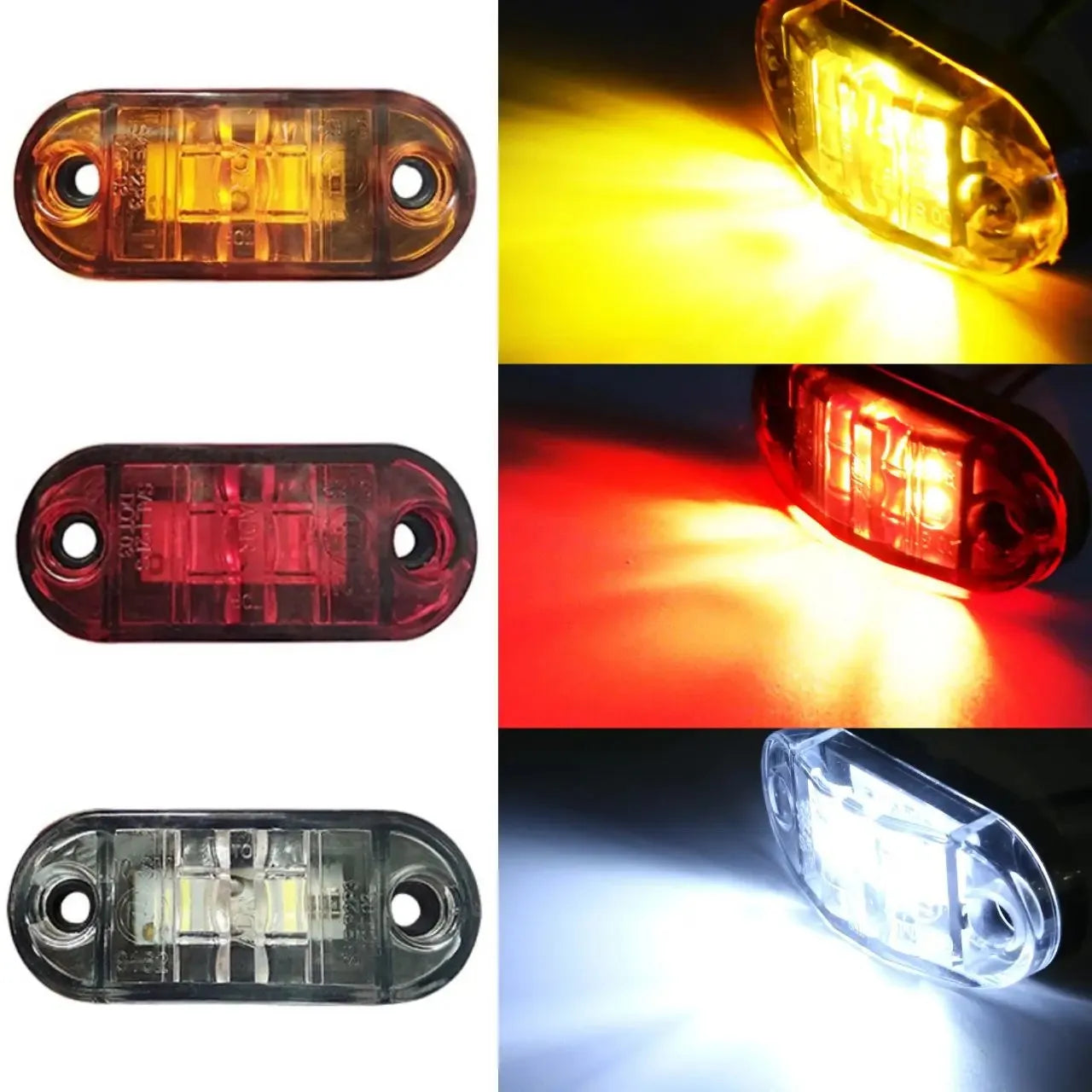 12/24V Durable LED Side Marker Lights For Trailer Trucks Cars Waterproof Oval Side Clearance Warning Light Red Orange Lamp Led