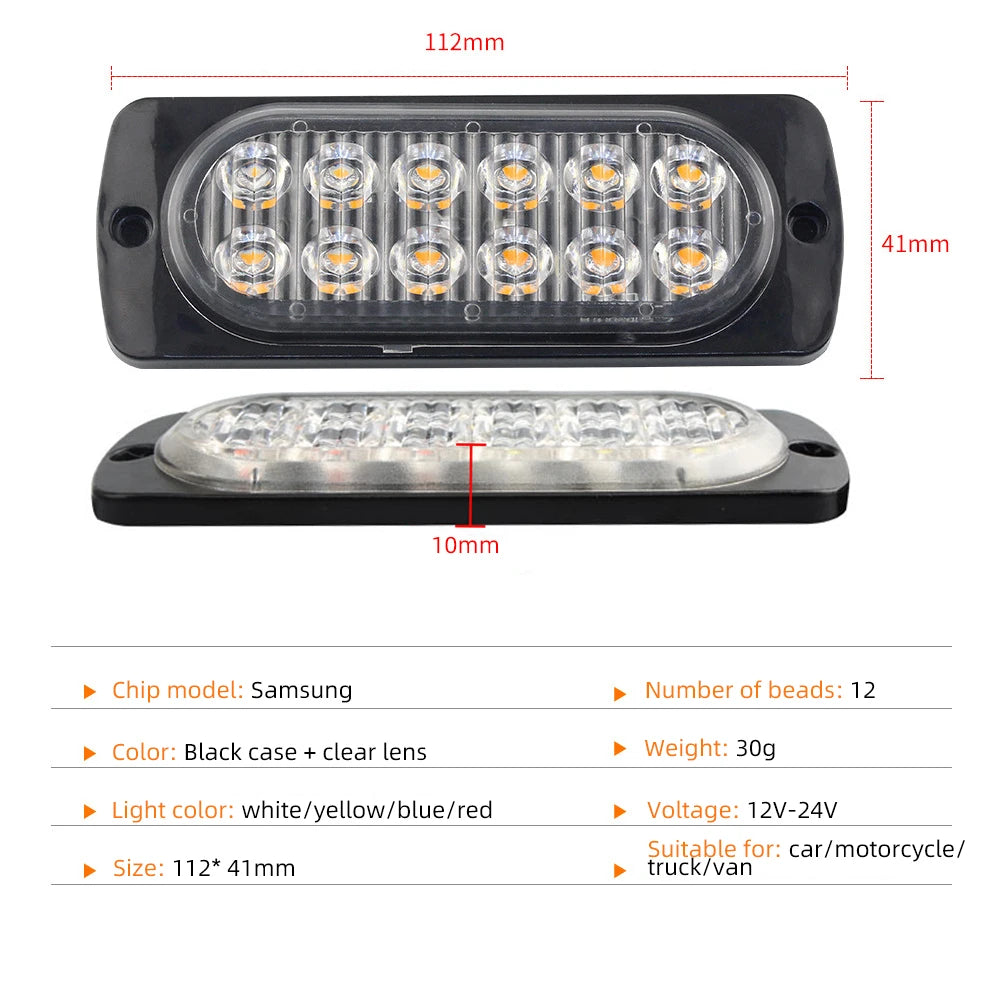 12LED Car Warning Light Breakdown Emergency Light Car Truck Trailer Beacon Lamp LED Side Light Amber 12V For Cars Accessories KO