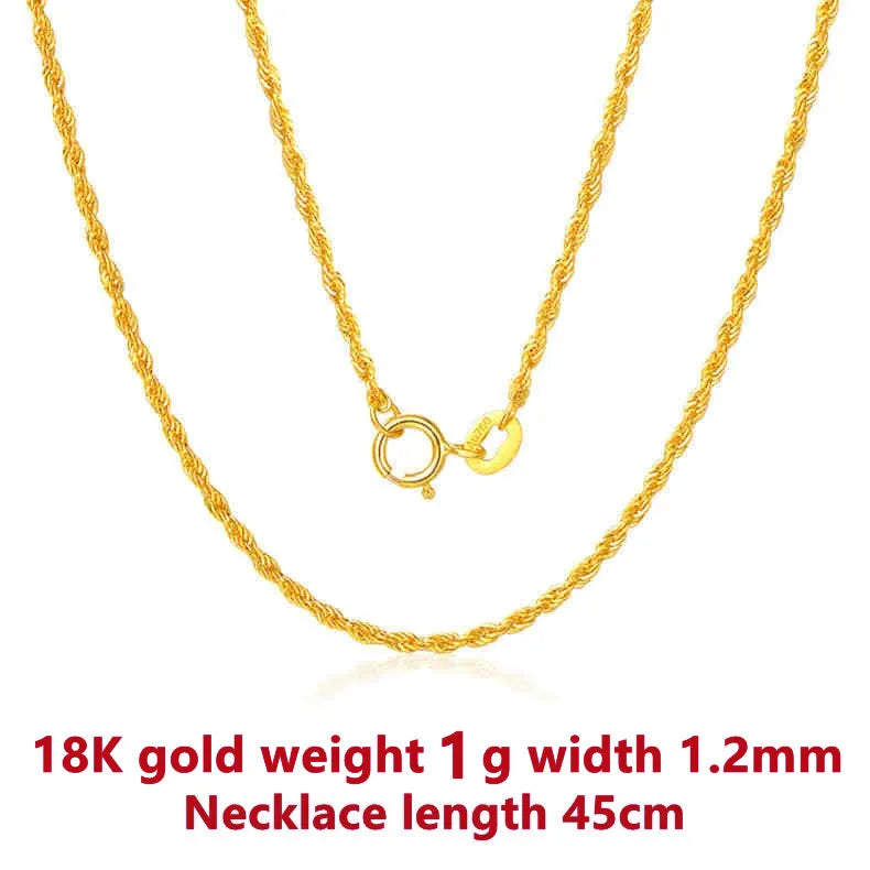 TIYINUO Real 18K Gold Women's Necklace AU750 With Pendant Rope Chain Festival Great Gift New Fashion Simple Style Fine Jewelry