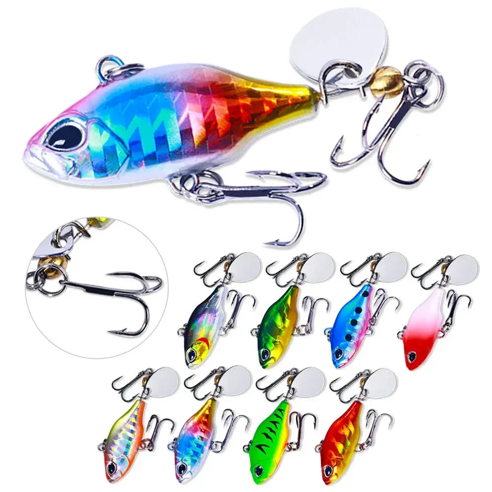 New Pesca Wobble Rotating Metal Vib Vibration Bait Winter Fishing 5.2CM-8.5G Artificial Hard Baits Spinner Spoon Lure