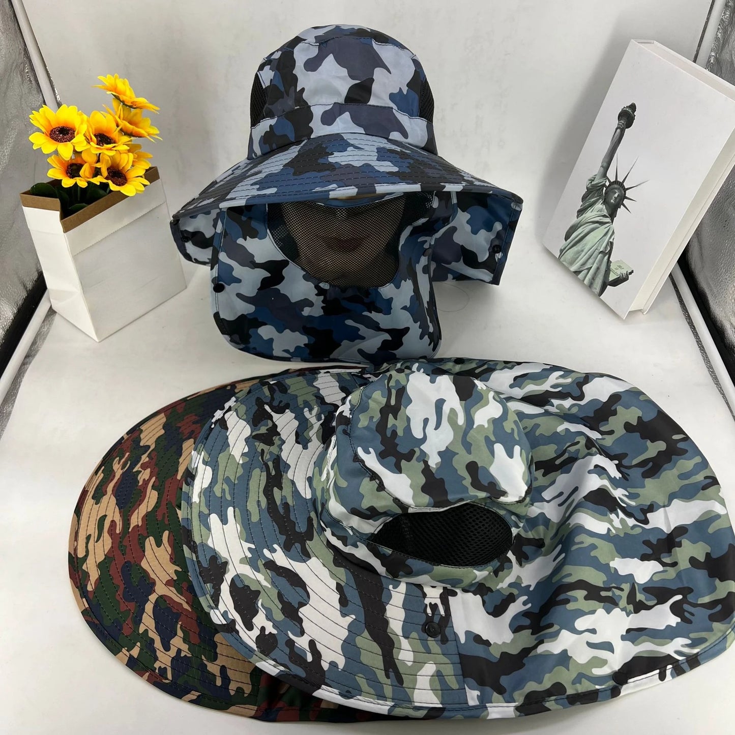 Summer Sun Hats UV Protection Outdoor Hunting Fishing Cap for Men Women Hiking Camping Visor Bucket Hat Removable Fisherman Hat