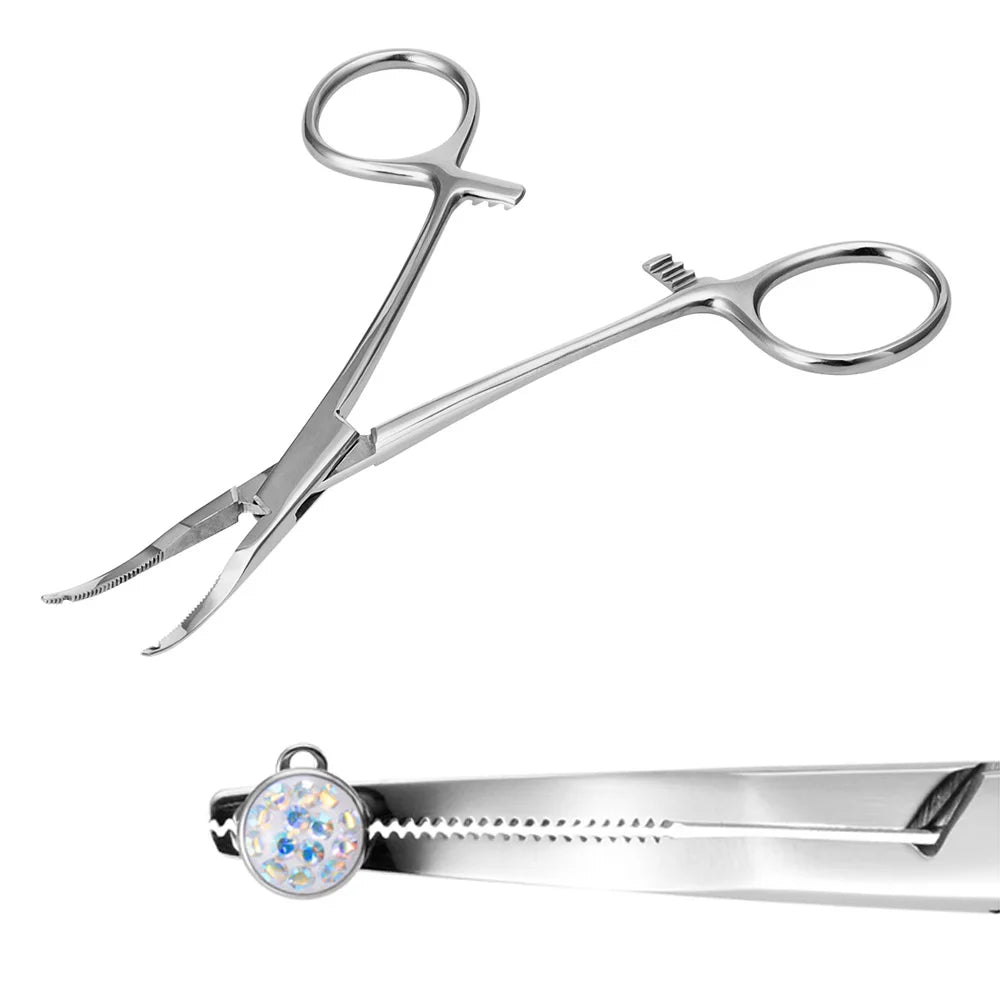 1pc Piercing Tattoo Clamp Surgical Steel Piercing Pliers Tools Dermal Anchor Hemostat Forceps Punchers Setpum Catilage Belly Lip