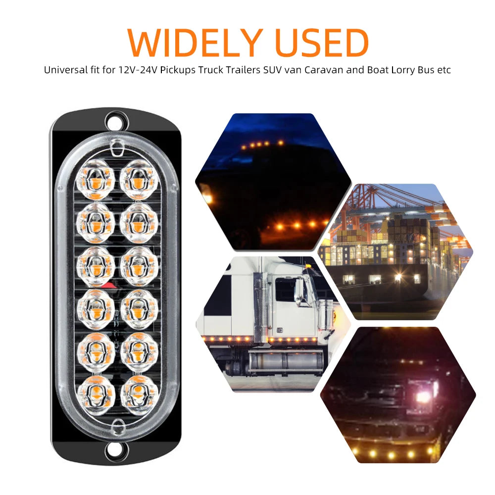 12LED Car Warning Light Breakdown Emergency Light Car Truck Trailer Beacon Lamp LED Side Light Amber 12V For Cars Accessories KO