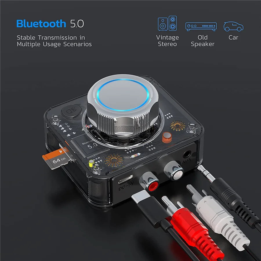 Bluetooth Receiver for Home 3D Stereo RCA to Bluetooth Adapter Music Adapter with 3D Surround Low Latency, Bluetooth AUX Adapter