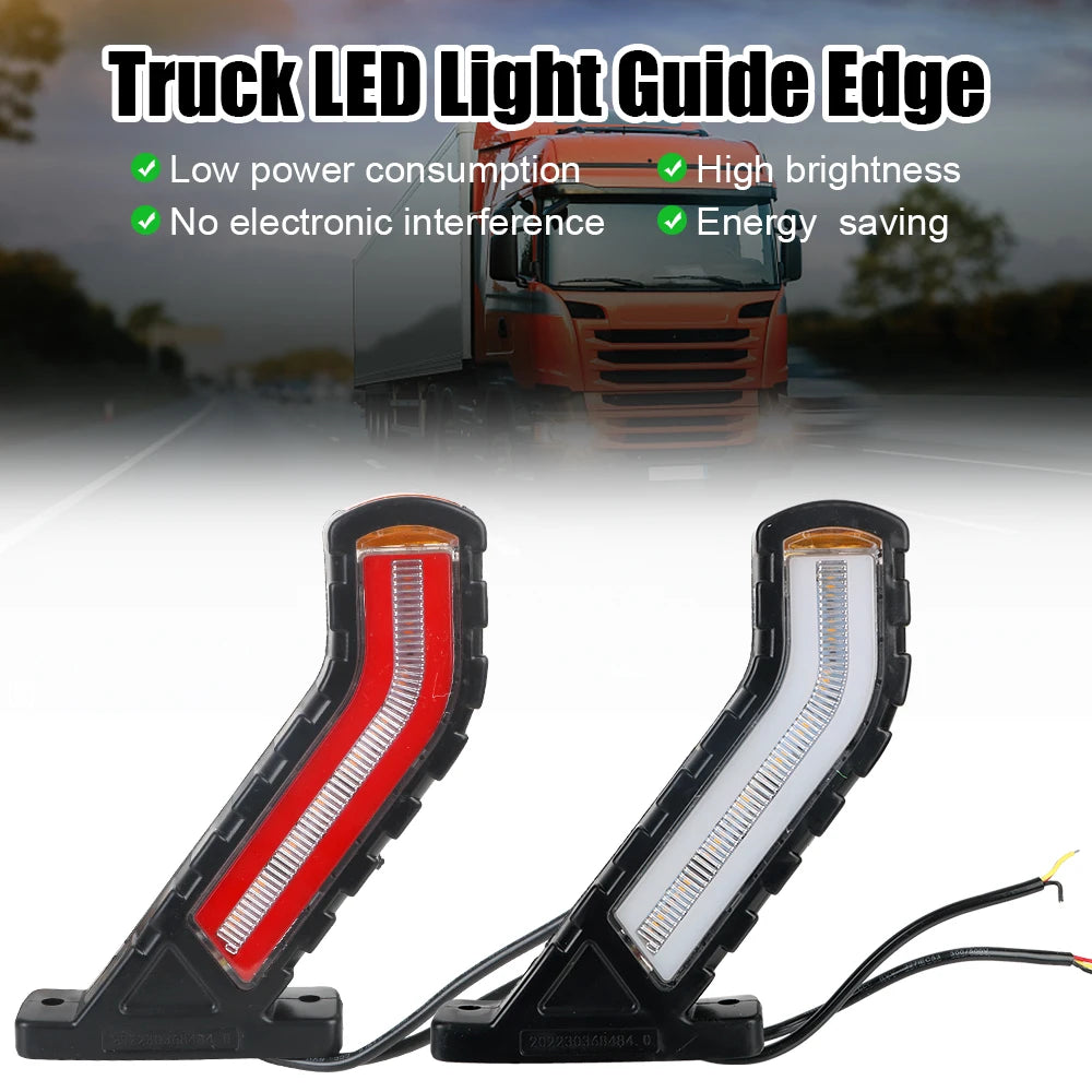 LED Side Marker Lights 12V 24V 2 Pcs Waterproof Flowing Water Effect Turn Signal Lamp Universal For Truck Trailer Lorry