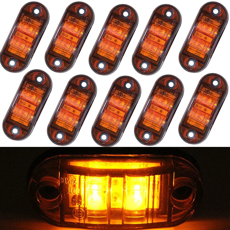 10x 24V Trailer Led Warning Tail Light External Lights Caravan Van Lorry Truck Side Clearance Marker Lights White Amber Red