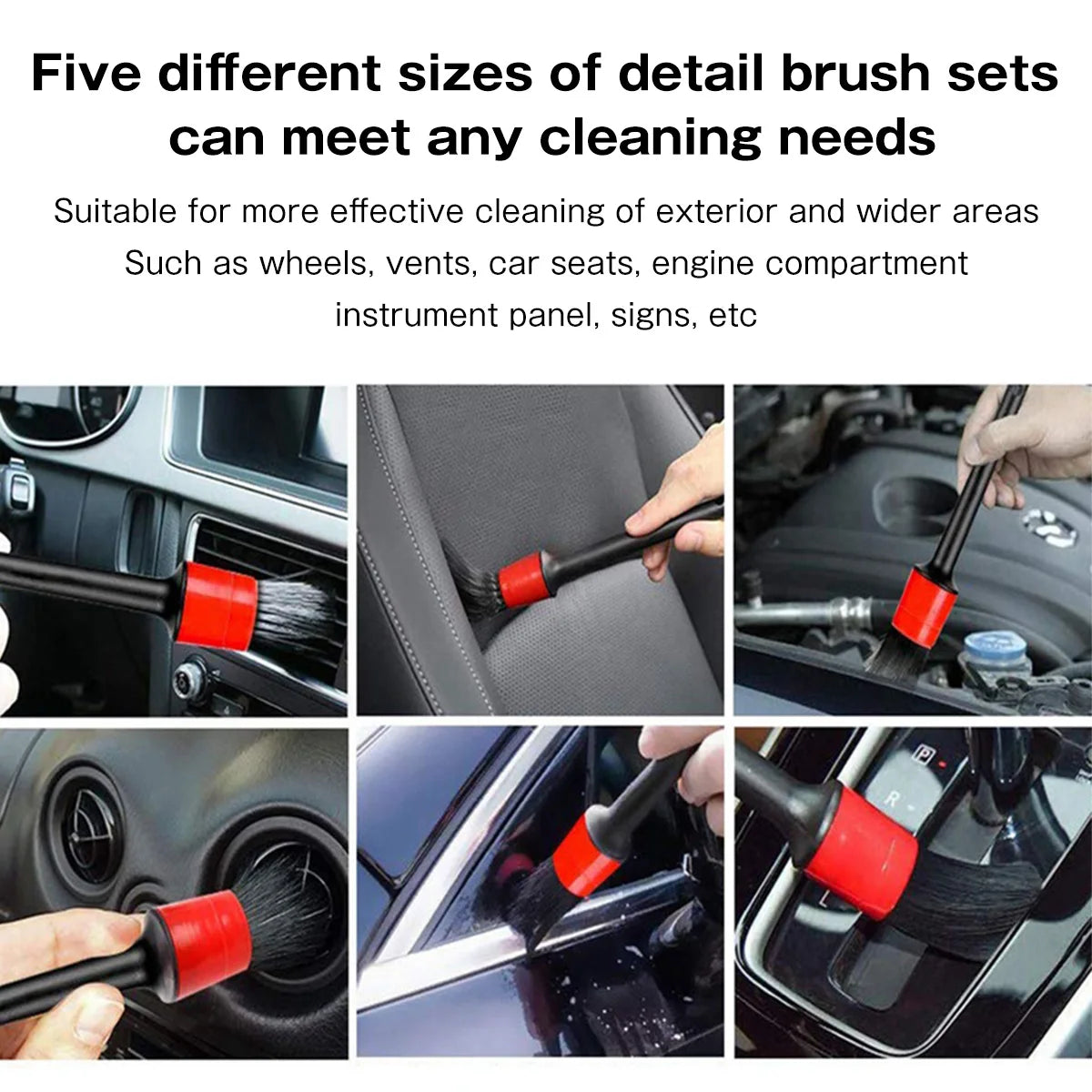 16Pc Car Detailing Brush Set Car Wash Cleaning Brushes Auto Detailing Brushes Set for Car Seat Cleaning Car Engine Detailing Kit