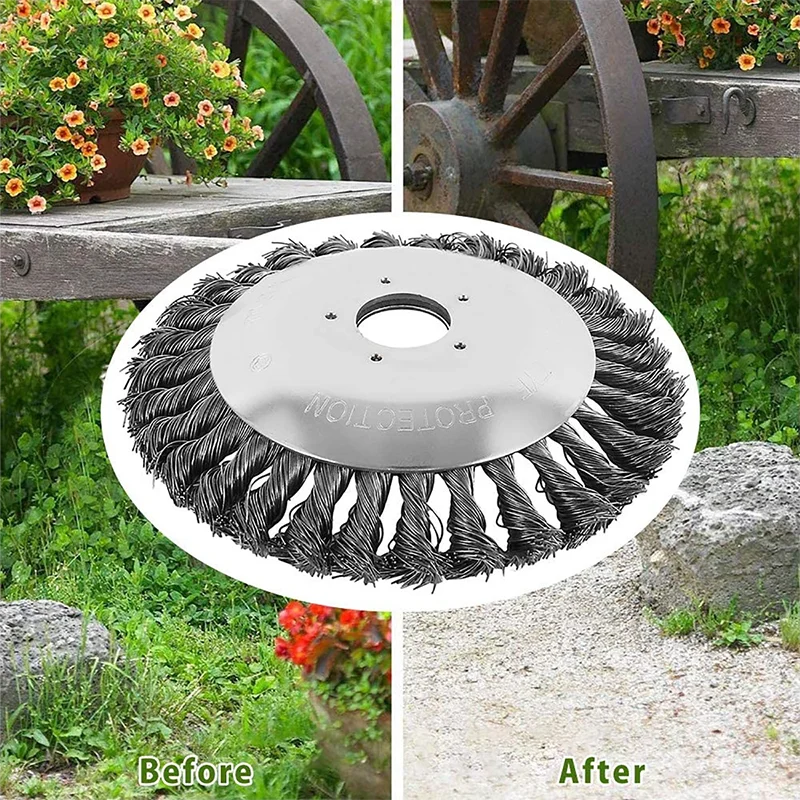 6/8inch Wire Brush Trimmer Head Steel Universal Grass Trimmer Blade Head with Lawnmower Blade Adapter Garden Tool