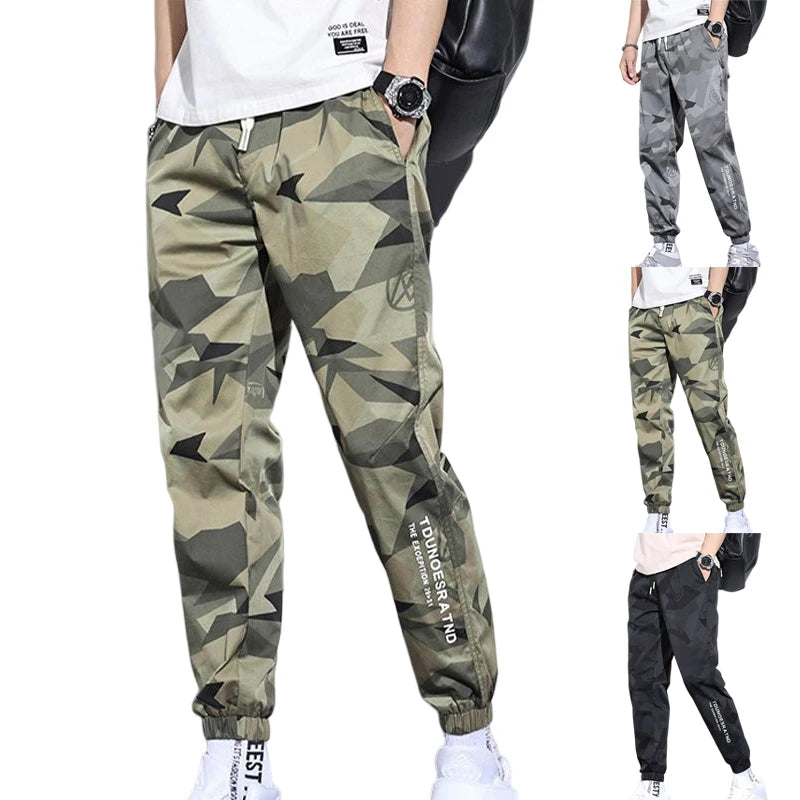 Multi-Pocket Camouflage Men Trousers Joggers Cargo Pants Men Summer Harem Pants Quick Drying Drawstring Loose Casual Sweatpants