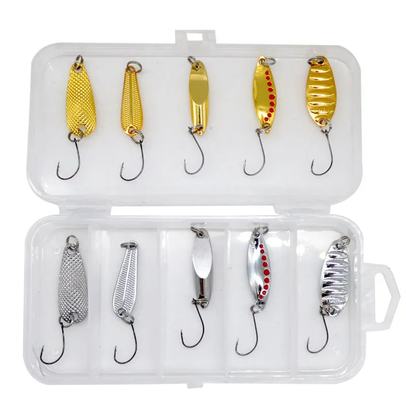 Lure Bait Set 10Pcs Metal Spinner Lure Spoon Set Sequin Accessories Fake Bait Bionic Hard Bait Fishing Tackle Set