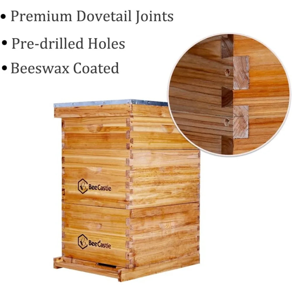 10 Beehives, Coated with 100% Beeswax, Including Beehive Frame and Waxing Foundation (2 Deep Beehives and 1 Medium Beehive)