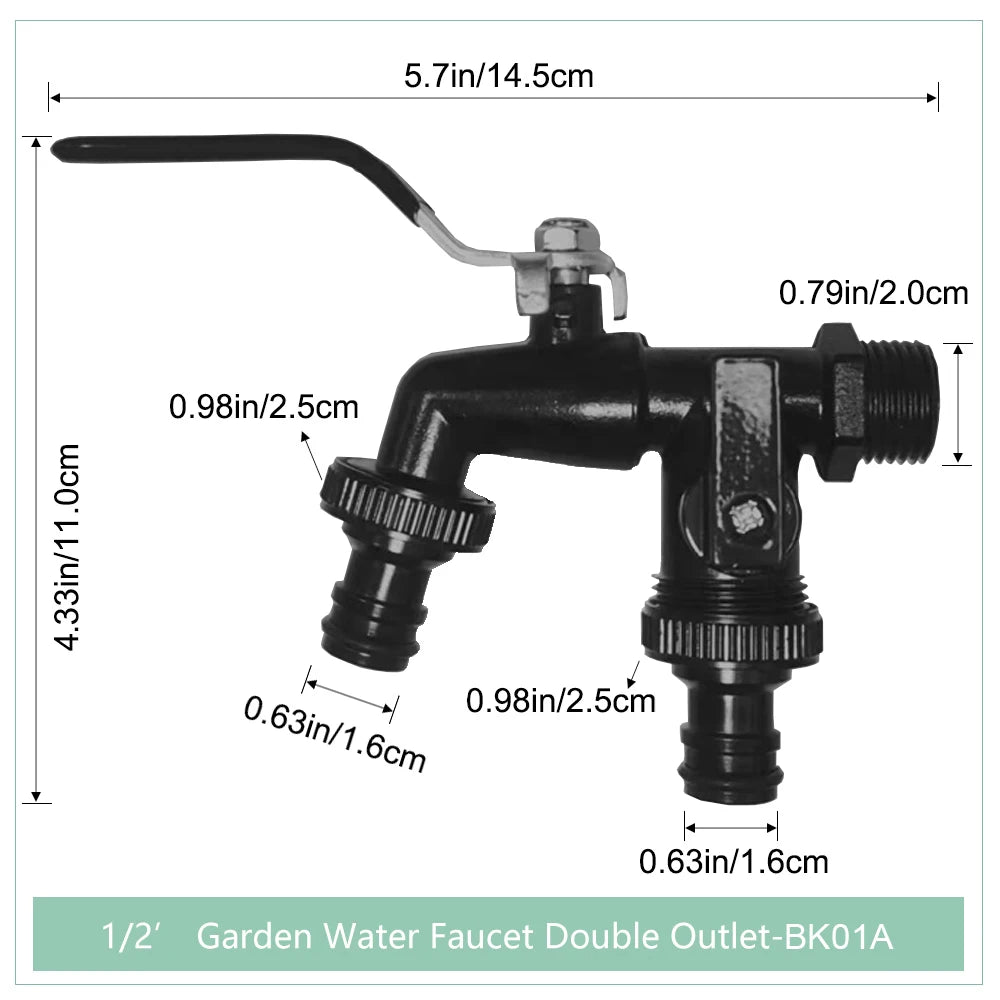 Garden Tools Brass Water Faucet 1/2" Outside & Inside Used Easy Turn On/Off Lever Handle Watering Supply Taps Ball Valve