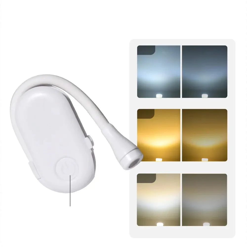 Mini LED Book Night Light Adjustable Clip 360° Flip Study Eye Protection Lamp Rechargeable 3 Color For Travel Bedroom Reading