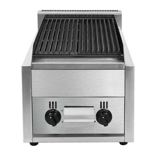 Commercial Radiant Broiler, 2 Burner Indoor Smokeless BBQ Grill Commercial Countertop Gas Charbroilers, LPG & Propane Gas