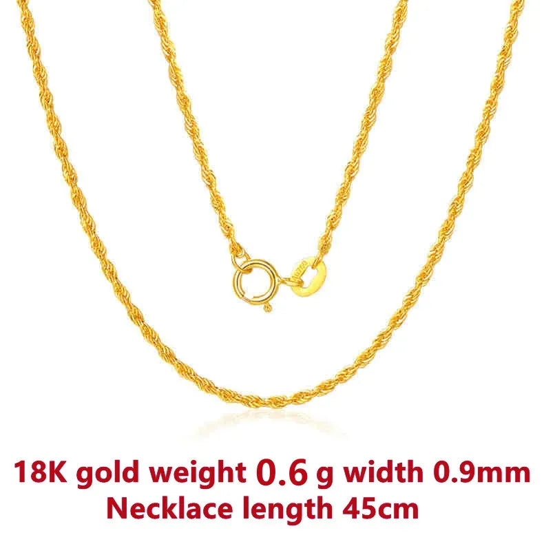 TIYINUO Real 18K Gold Women's Necklace AU750 With Pendant Rope Chain Festival Great Gift New Fashion Simple Style Fine Jewelry