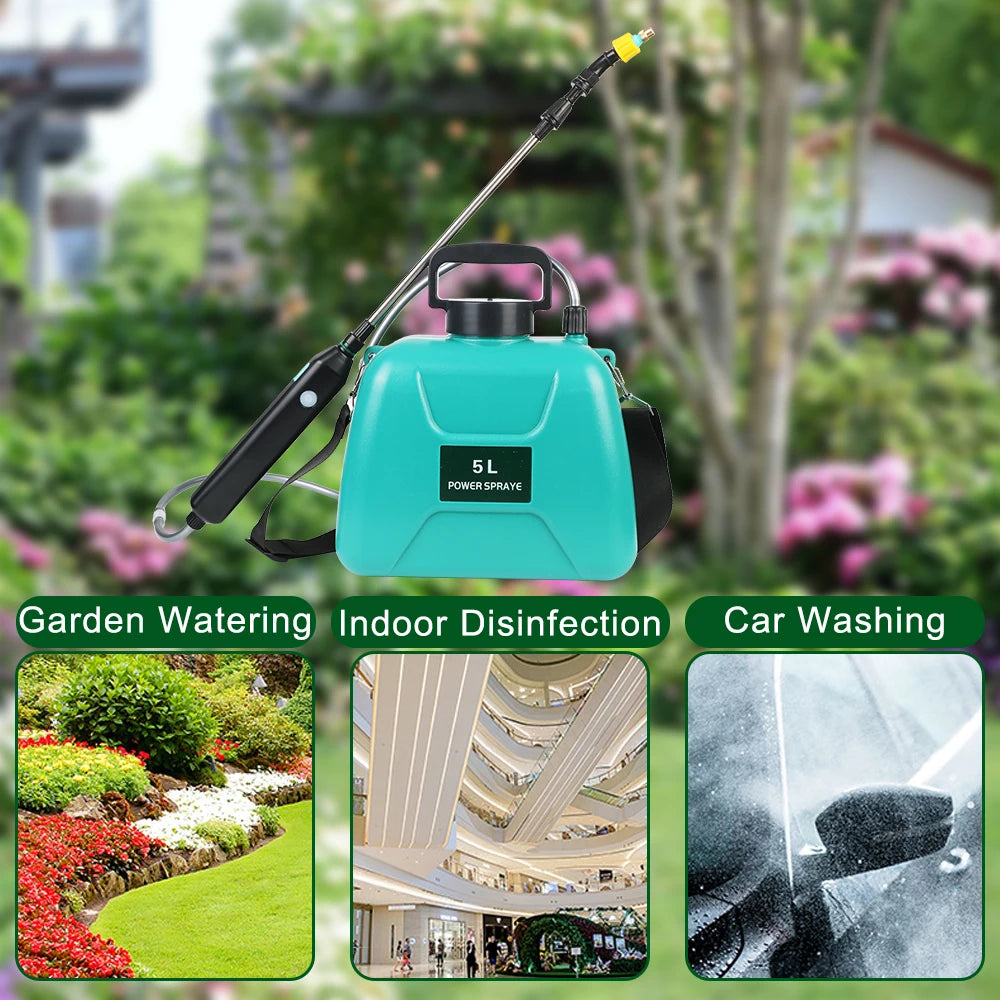 Electric Sprayer Automatic 5L Garden Plant Mister USB Rechargeable Irrigation Tool Watering Can With Spray Gun