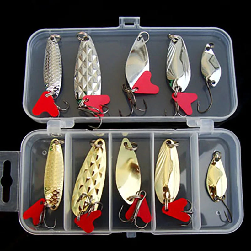 Lure Bait Set 10Pcs Metal Spinner Lure Spoon Set Sequin Accessories Fake Bait Bionic Hard Bait Fishing Tackle Set