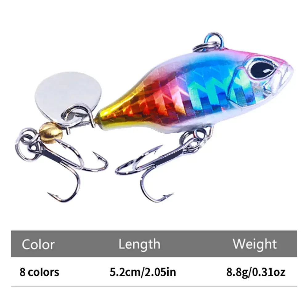 New Pesca Wobble Rotating Metal Vib Vibration Bait Winter Fishing 5.2CM-8.5G Artificial Hard Baits Spinner Spoon Lure