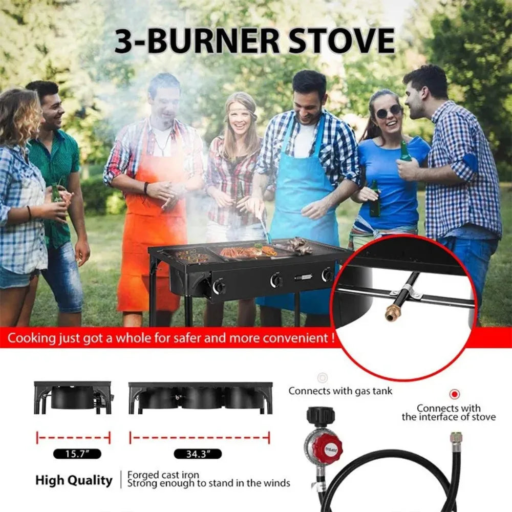 Professional Outdoor Stove Propane Burner Portable Cooker Grill, Camping Burner With Listing Regulator