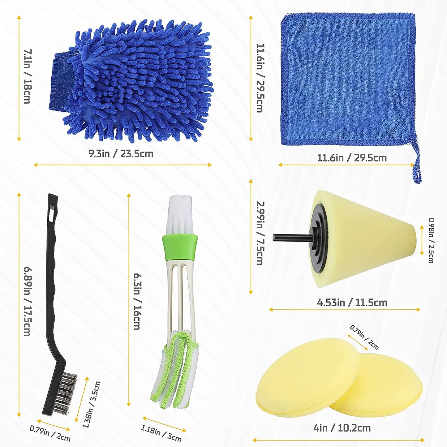 17 Pcs Car Detailing Cleaning Brushes Kit Car Interior Washing Tool Set with Drill Brushes Wire Brushes Air Vent Brushes