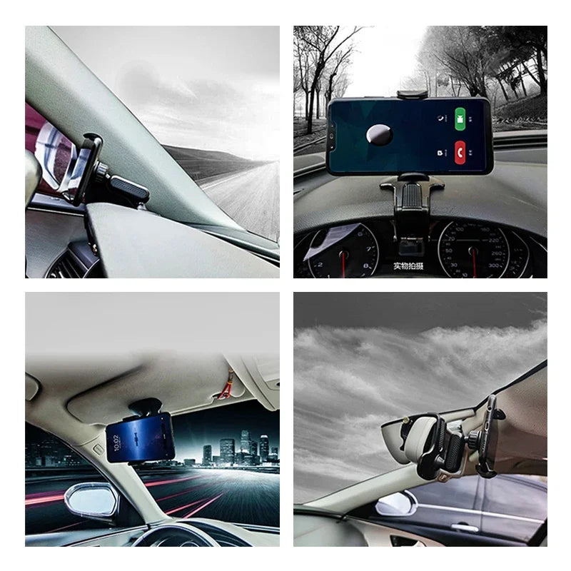 Dashboard Car Phone Holder ABS Mobile Phone Sun Visor Holder Auto Rear View Mirror Phone Support 360 Degree Rotation Accessories