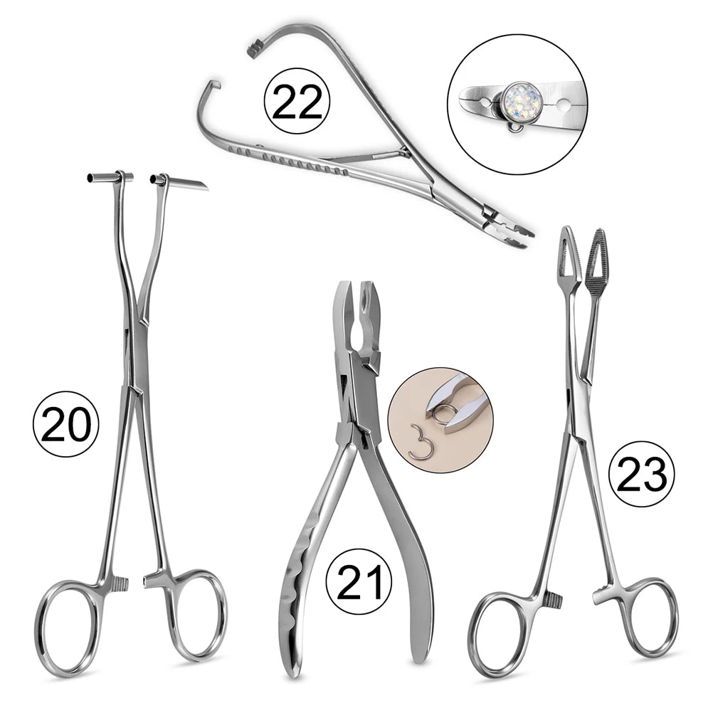 1pc Piercing Tattoo Clamp Surgical Steel Piercing Pliers Tools Dermal Anchor Hemostat Forceps Punchers Setpum Catilage Belly Lip