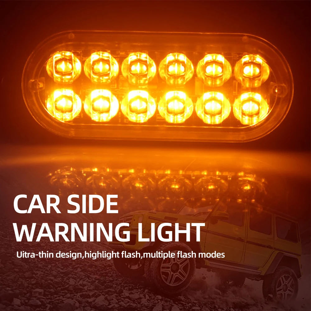 12LED Car Warning Light Breakdown Emergency Light Car Truck Trailer Beacon Lamp LED Side Light Amber 12V For Cars Accessories KO