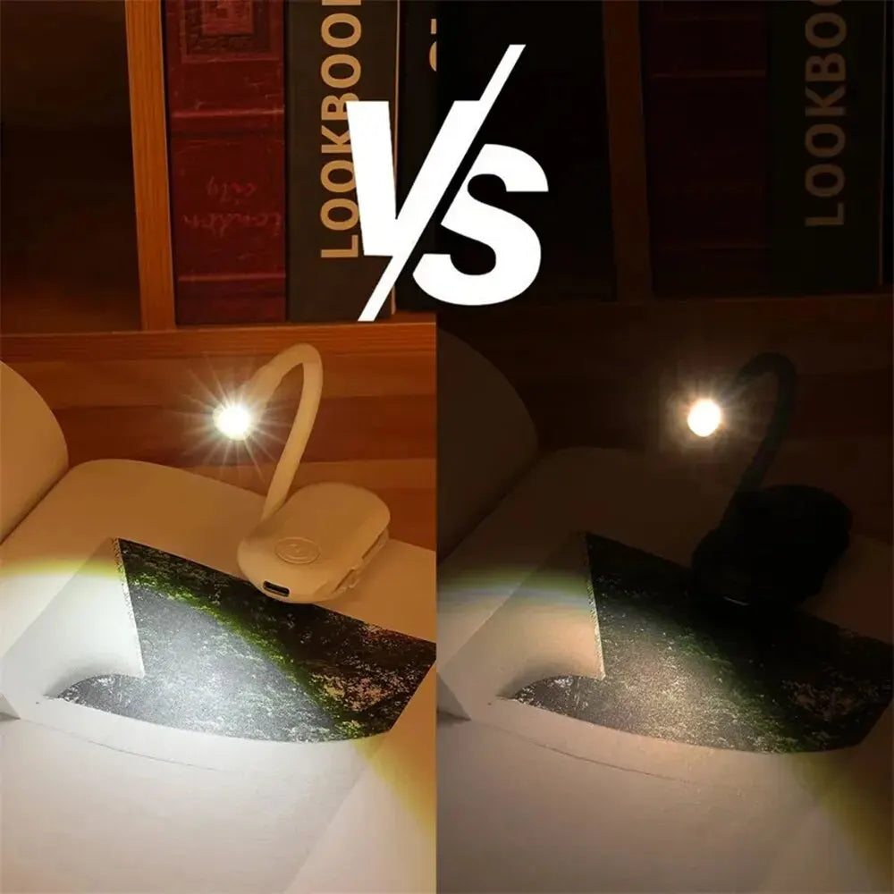 Mini LED Book Night Light Adjustable Clip 360° Flip Study Eye Protection Lamp Rechargeable 3 Color For Travel Bedroom Reading