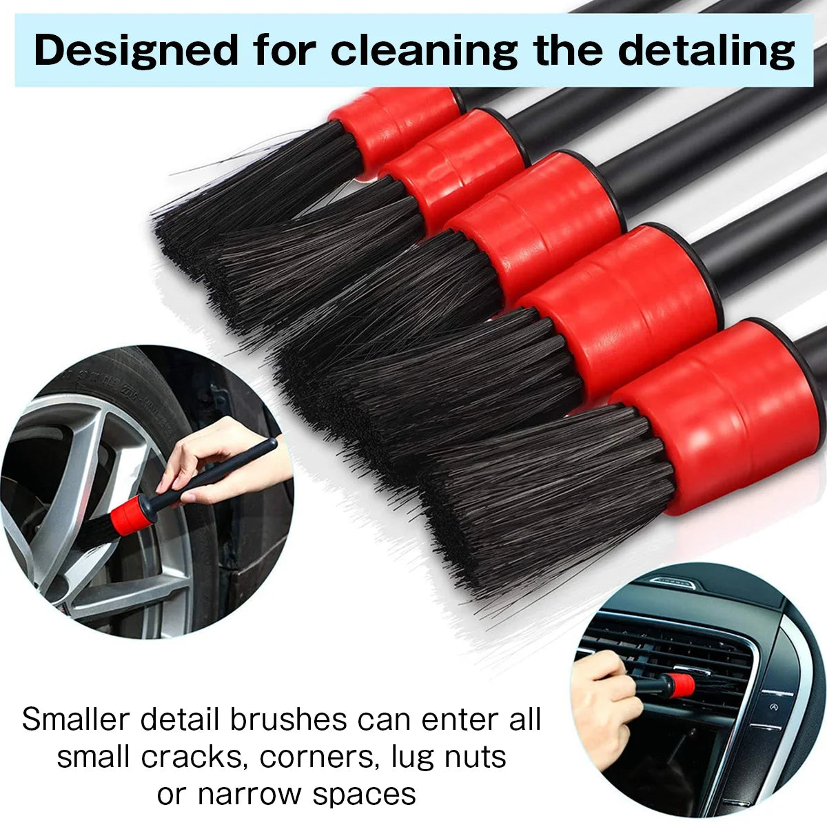 16Pc Car Detailing Brush Set Car Wash Cleaning Brushes Auto Detailing Brushes Set for Car Seat Cleaning Car Engine Detailing Kit