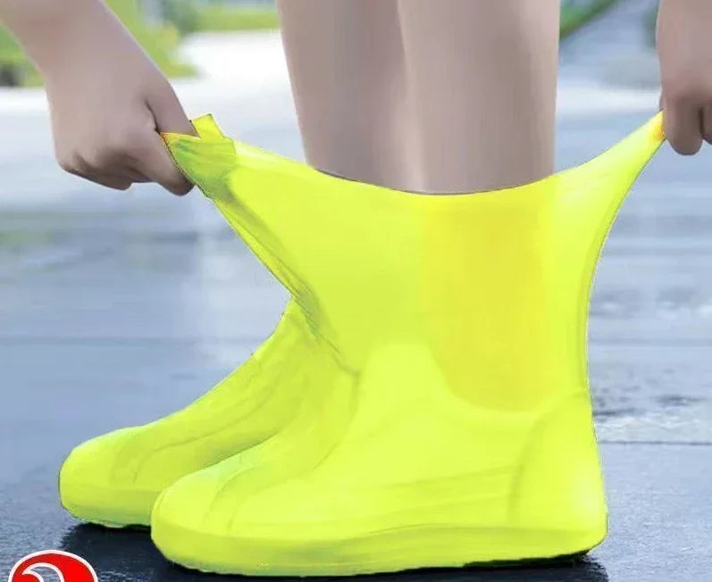 1 Pair Silicone Shoe Covers Lip-resistant WaterProof Rubber Rain Boot Rain Gear Overshoes Accessories for Outdoor Rainy Day