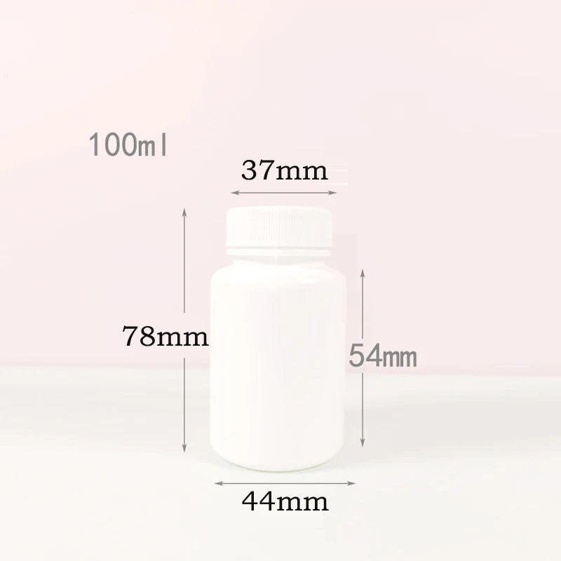 10PCS 15ml/20ml/30ml/60ml/100ml Plastic HDPE White Empty Seal Bottles Pill Vials Tablet Capsule Solid Powder Portable Containers