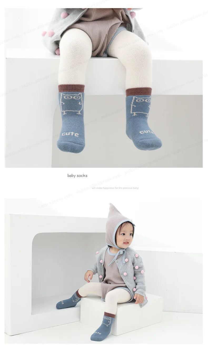 Newborn Baby Toddler Socks Comfortable Prewalker Thick Winter Kids Terry Cotton Girl Autumn Skidproof Sole Infant Boy Sock 0-6Y