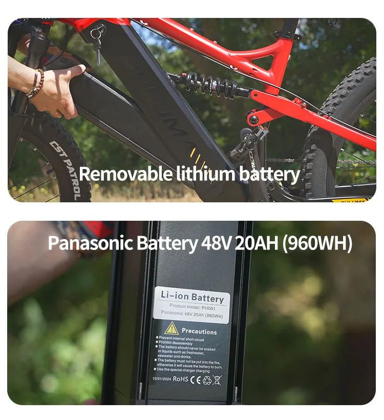 PULUMA PH001 Electric Bicycle 1000W Power Ebike 48V 20AH Panasonic Battery 27.5*2.8 Inch Tire Off-road Electric Mountain Bike