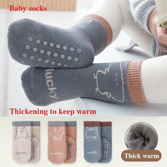 Newborn Baby Toddler Socks Comfortable Prewalker Thick Winter Kids Terry Cotton Girl Autumn Skidproof Sole Infant Boy Sock 0-6Y