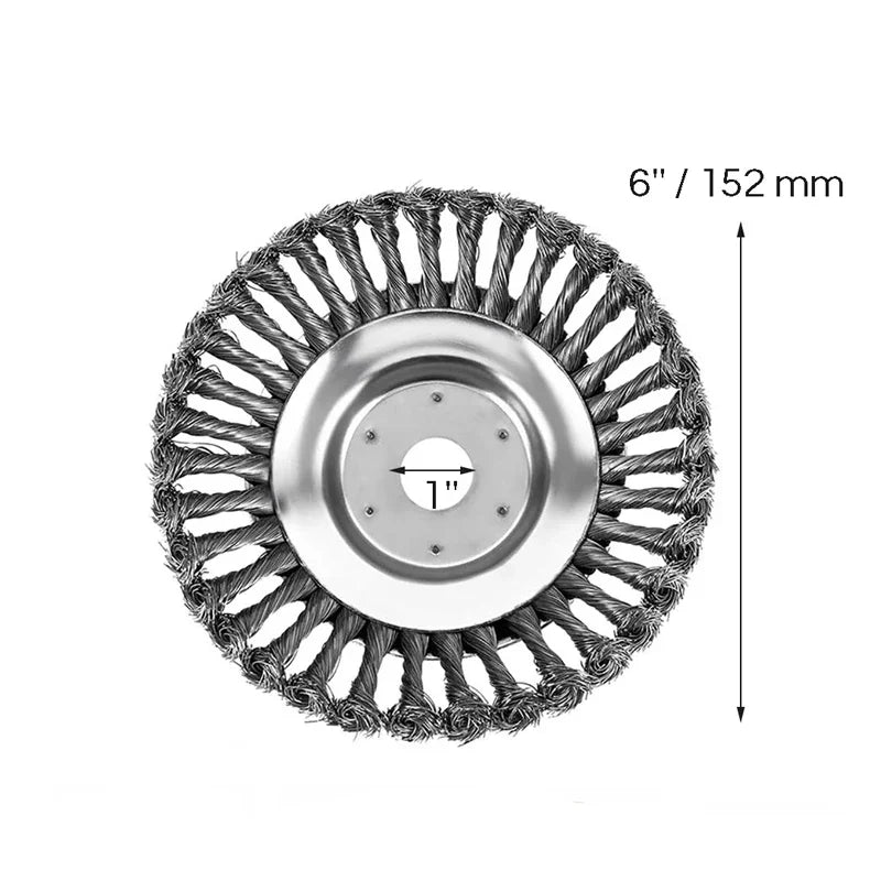 6/8inch Wire Brush Trimmer Head Steel Universal Grass Trimmer Blade Head with Lawnmower Blade Adapter Garden Tool