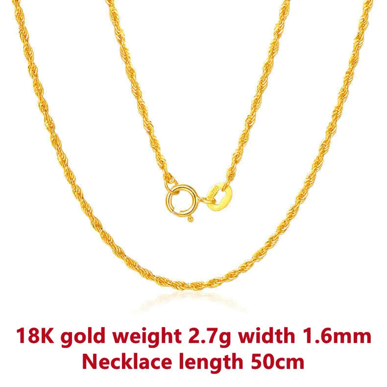 TIYINUO Real 18K Gold Women's Necklace AU750 With Pendant Rope Chain Festival Great Gift New Fashion Simple Style Fine Jewelry