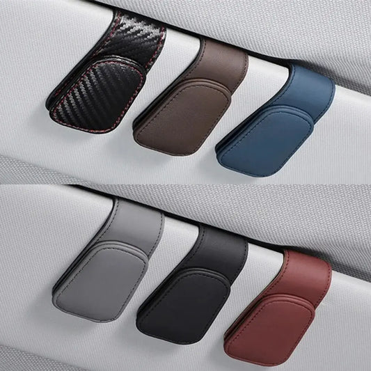 Universal Car Auto Sun Visor Eyeglass Hanger Clip Leather Glasses Holder Magnetic Multi-Function Automobile Accessories Storage