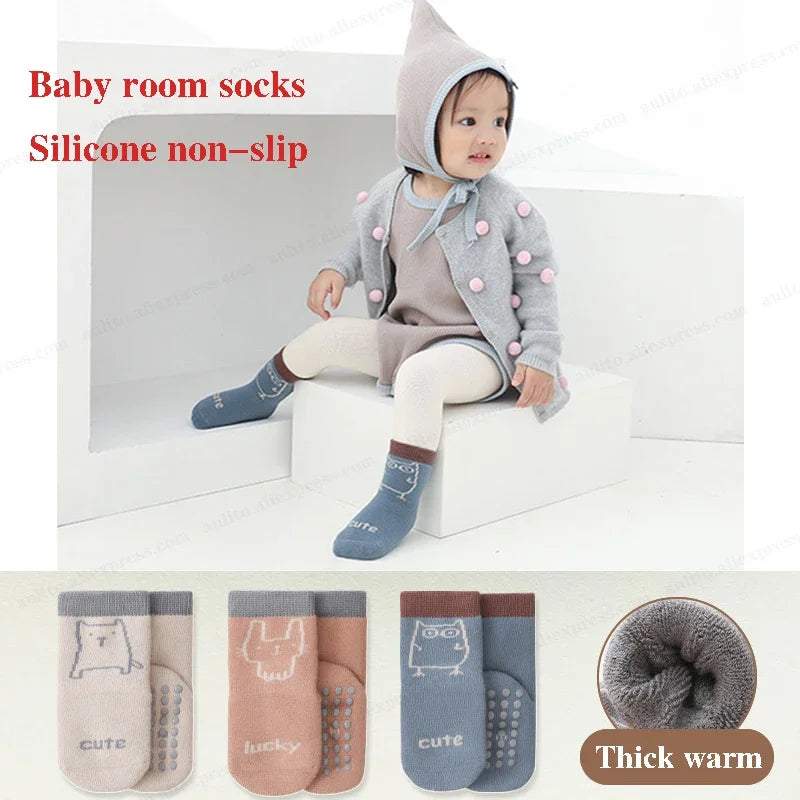 Newborn Baby Toddler Socks Comfortable Prewalker Thick Winter Kids Terry Cotton Girl Autumn Skidproof Sole Infant Boy Sock 0-6Y