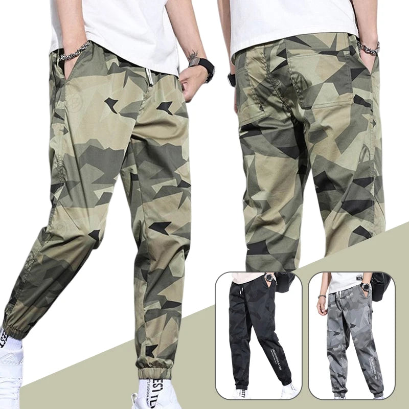 Multi-Pocket Camouflage Men Trousers Joggers Cargo Pants Men Summer Harem Pants Quick Drying Drawstring Loose Casual Sweatpants