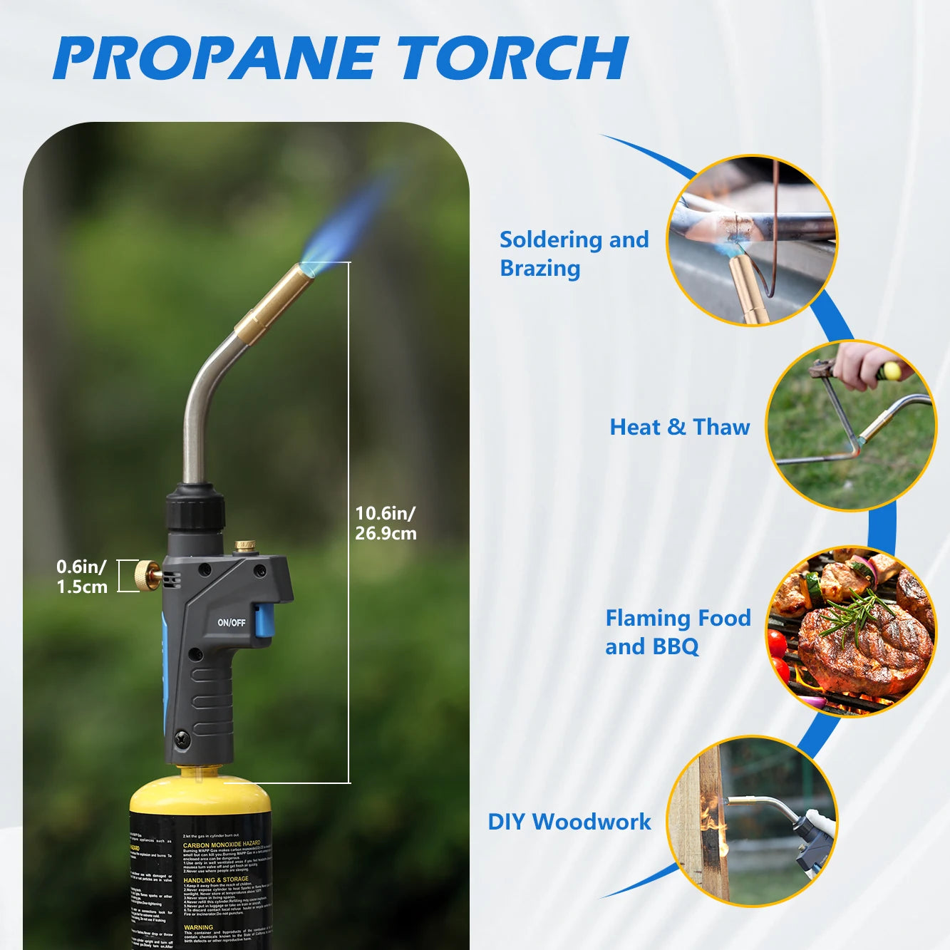 High Intensity Propane Torch Head Adjustable, Trigger Start Map Gas Torch Kit Mapp Gas Torch with Self Ignition,Pencil Flame Wel