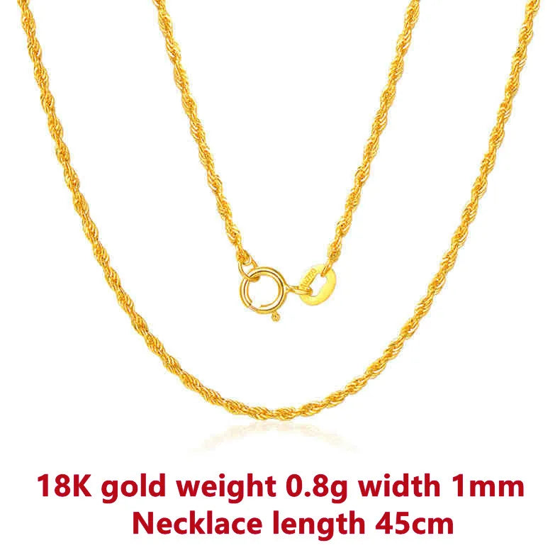 TIYINUO Real 18K Gold Women's Necklace AU750 With Pendant Rope Chain Festival Great Gift New Fashion Simple Style Fine Jewelry