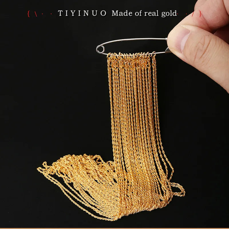 TIYINUO Real 18K Gold Women's Necklace AU750 With Pendant Rope Chain Festival Great Gift New Fashion Simple Style Fine Jewelry