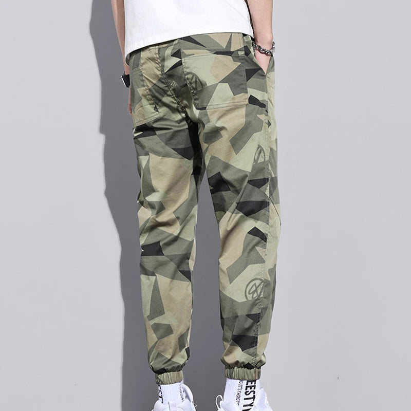 Multi-Pocket Camouflage Men Trousers Joggers Cargo Pants Men Summer Harem Pants Quick Drying Drawstring Loose Casual Sweatpants