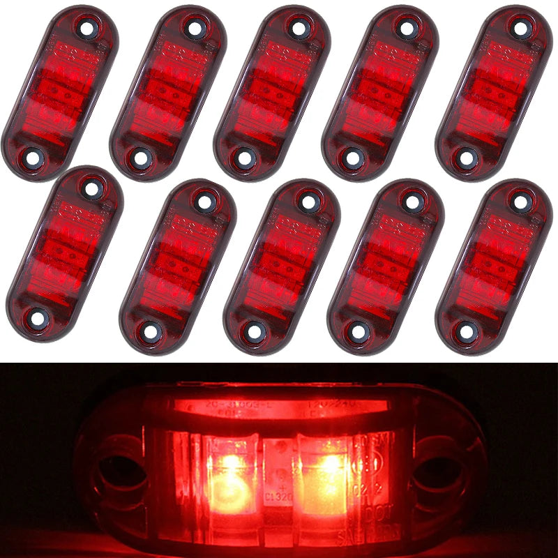 10x 24V Trailer Led Warning Tail Light External Lights Caravan Van Lorry Truck Side Clearance Marker Lights White Amber Red