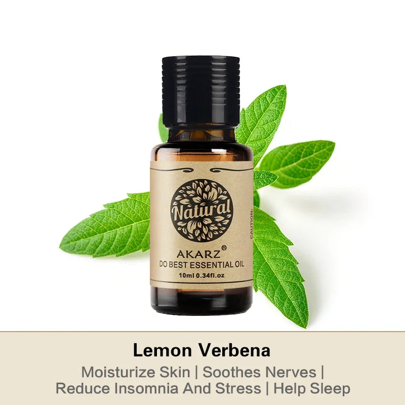 AKARZ Lemon Verbena Essential Oil Natural Aromatherapy Lippia Citriodora Skin Hair Care Relax Lemon Verbena Oil